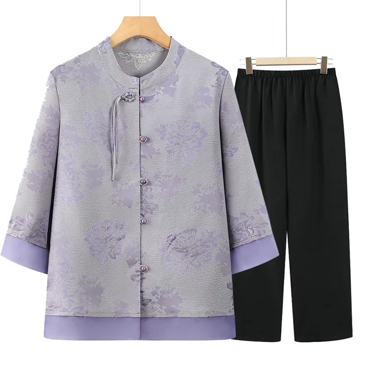 妈妈装夏季新款上衣中老年人女装夏装衬衫老人太太奶奶装上衣服