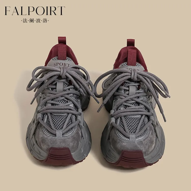 FALPOIRT厚底老爹鞋女2025春秋新款小个子增高灰色炸街重工运动鞋