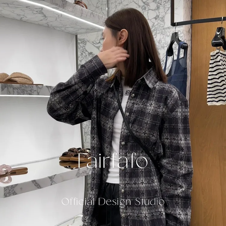 【暗纹格子衬衫】ZYCS58022秋季新款舒适百搭高级感重工衬衫外套