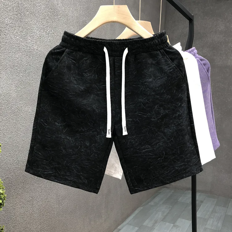 定制亲肤暗花纹休闲短裤男款潮牌五分裤2025夏季新款男士薄款中裤