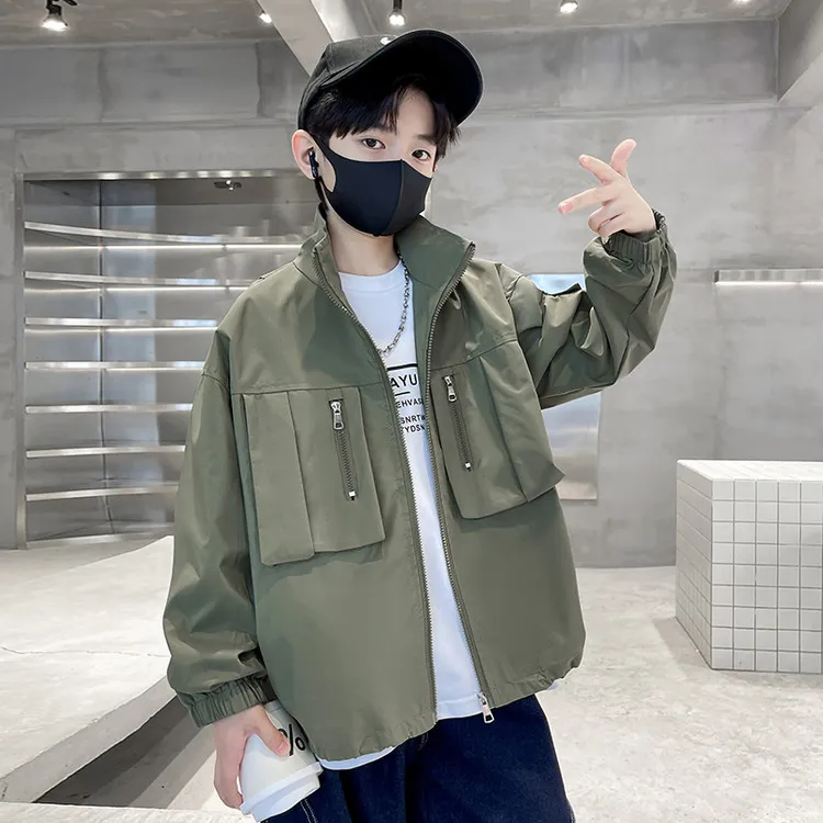 男童外套2025春秋新款冲锋衣中大儿童男孩春秋连帽上衣运动韩版潮