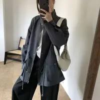 C/82759 韩系ins风立领抽绳收腰风衣外套 9-23