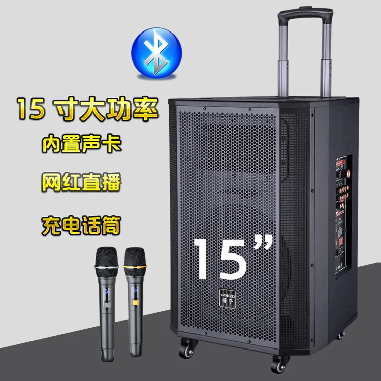 15寸网红直播声卡唱歌K歌广场舞大功率舞台演出婚庆蓝牙户外音响