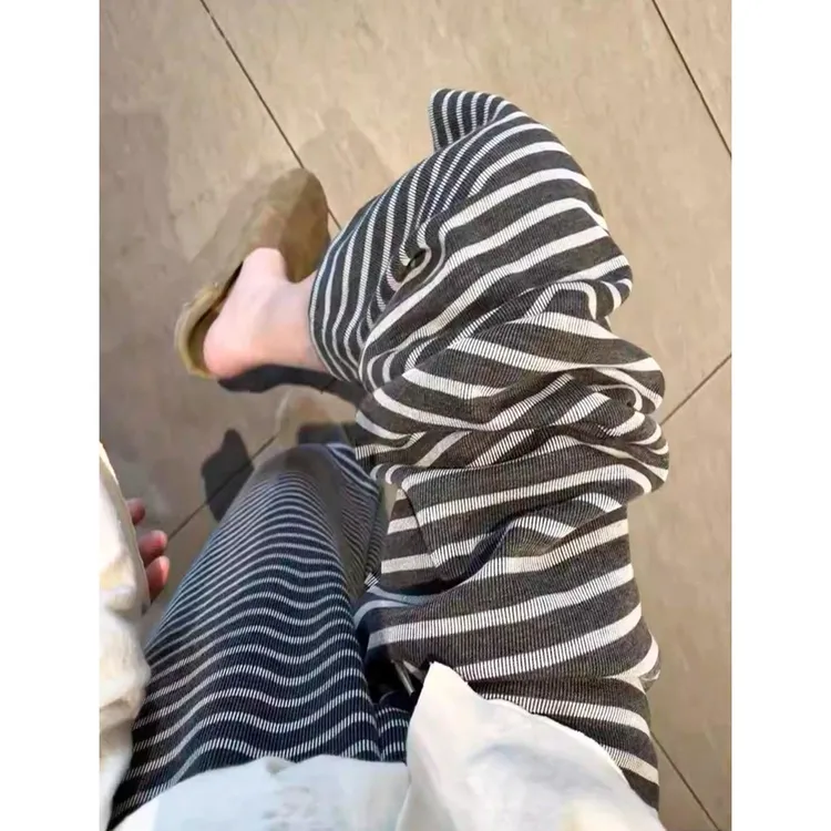 孕妇裤子秋冬季外穿条纹阔腿裤春秋装2025新款孕期外穿遛弯长裤女