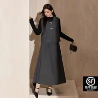 蓝语大码女装灰色磨毛马甲半身裙秋季新款高级感气质穿搭19331