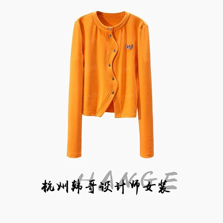 【韩哥女装】2025秋冬新品《锦绣系列》金莲花橙开衫上衣26027-A6