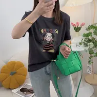 双面冰凉棉新款卡通美女图印花2025年夏季韩系甜美休闲短袖女