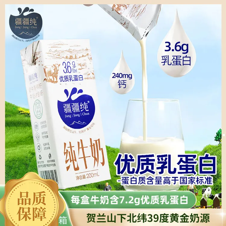 疆疆纯纯牛奶200ml*30盒优质乳蛋白成人儿童营养早餐奶整箱发顺丰