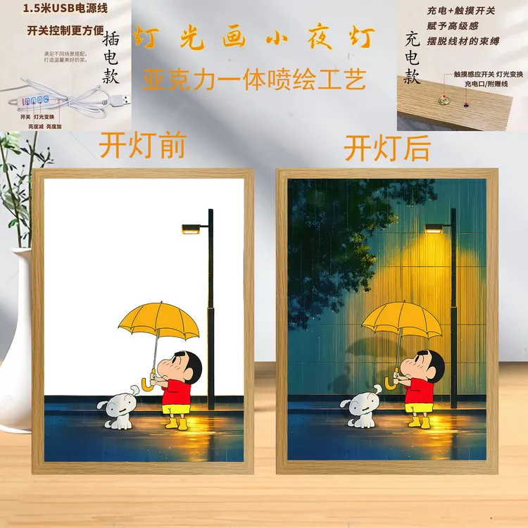 【蜡笔小新】灯光画小夜灯客厅卧室装饰画桌搭礼物摆件送礼物送朋友