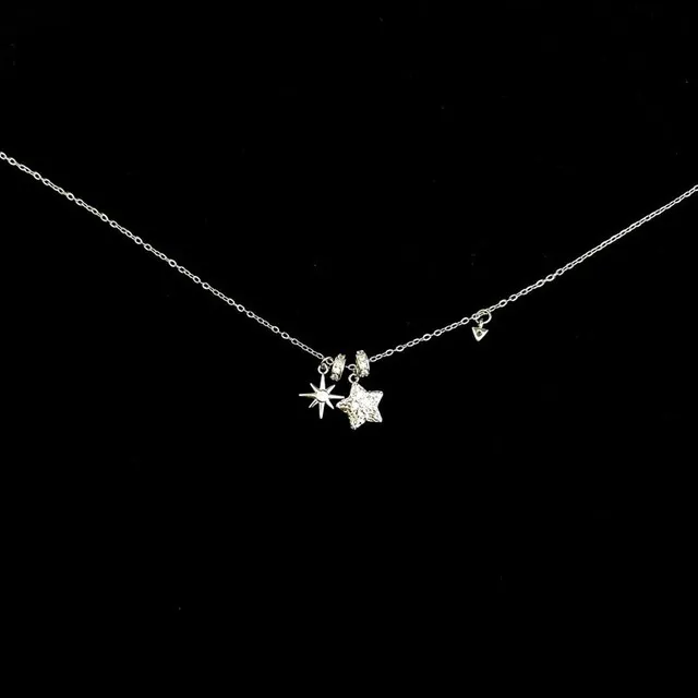 老凤祥足银S925纯银跑环星星项链配饰女生款时尚精致韩系简约设计