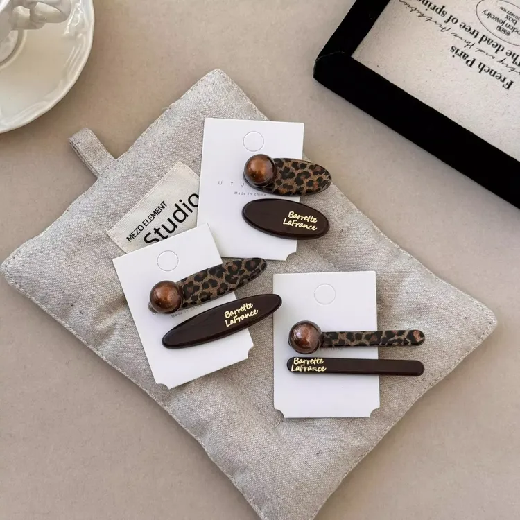 韩版新款豹纹鸭嘴夹发夹时尚百搭侧边夹刘海夹高级感发卡发饰