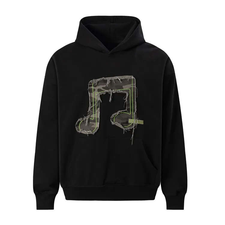 KHIAN SOON秋冬季国潮美式复古绣花迷彩连帽卫衣女加厚宽松帽衫