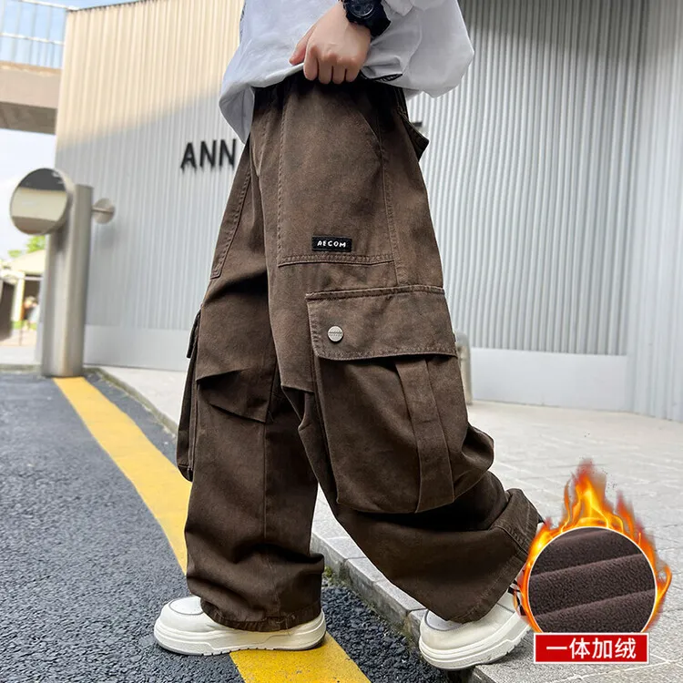 春秋休闲裤直筒童装休闲风夏季长裤男加绒宽松