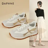 Daphne/达芙妮百搭德训鞋女阿甘鞋时尚拼接系带休闲运动鞋旅游鞋