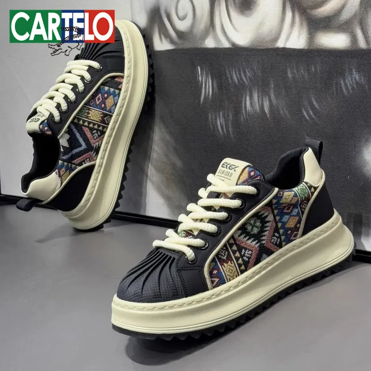 卡帝乐鳄鱼男鞋透气时尚百搭厚底贝壳头板鞋增高男士休闲老爹潮鞋