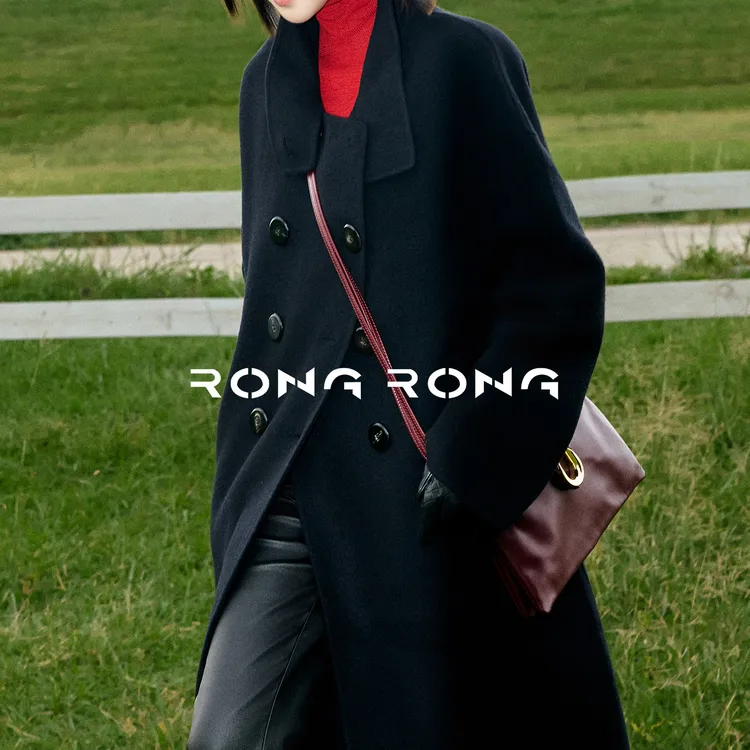 溶溶【午夜星墨】RONGRONG 羊毛山羊绒双面呢极简长款大衣JF-9144