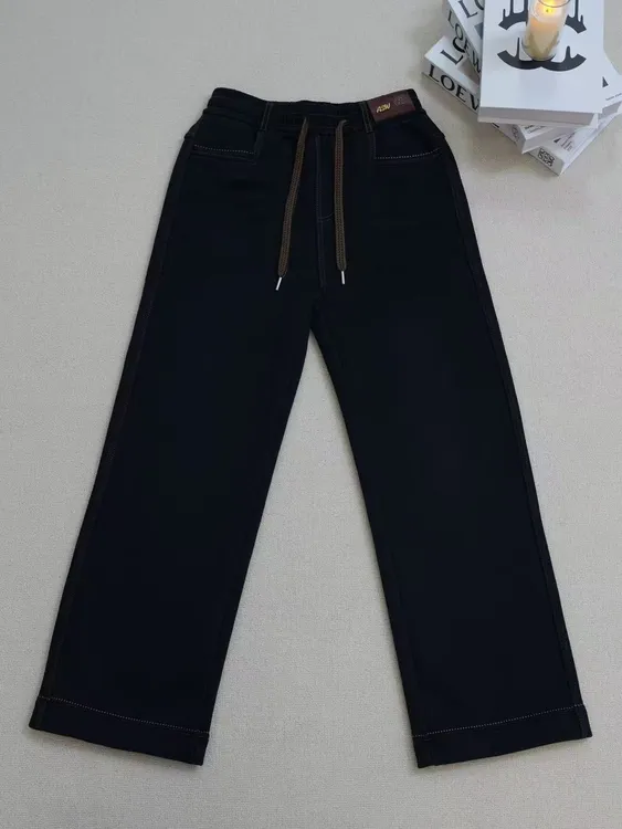 秋冬新款水洗软牛仔裤女直筒宽松高腰显瘦阔腿裤H217