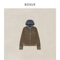 BOXUE“云野”2025秋冬高级感拼色连帽轻奢 外套#250928W5290