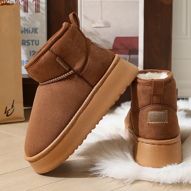 时尚雪地靴女学生冬季新款厚底百搭加绒加厚保暖短筒冬季保暖棉鞋