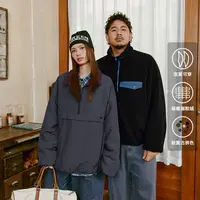 NMAX大码潮牌男装25年冬新款潮流双面半门襟摇粒绒夹克外套FNW048