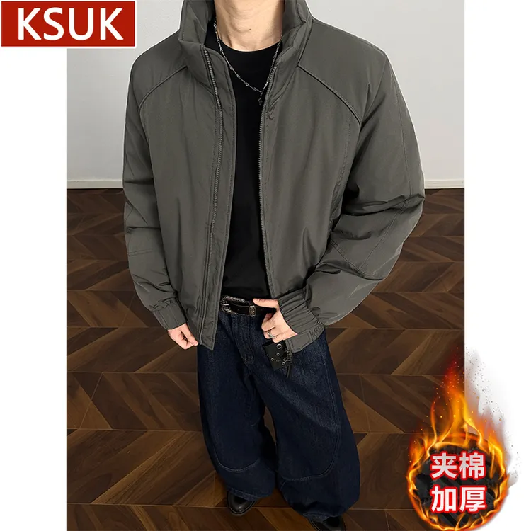 KSUK短款飞行工装夹克美式冬季2025新款立领棉服加厚保暖棉衣外套