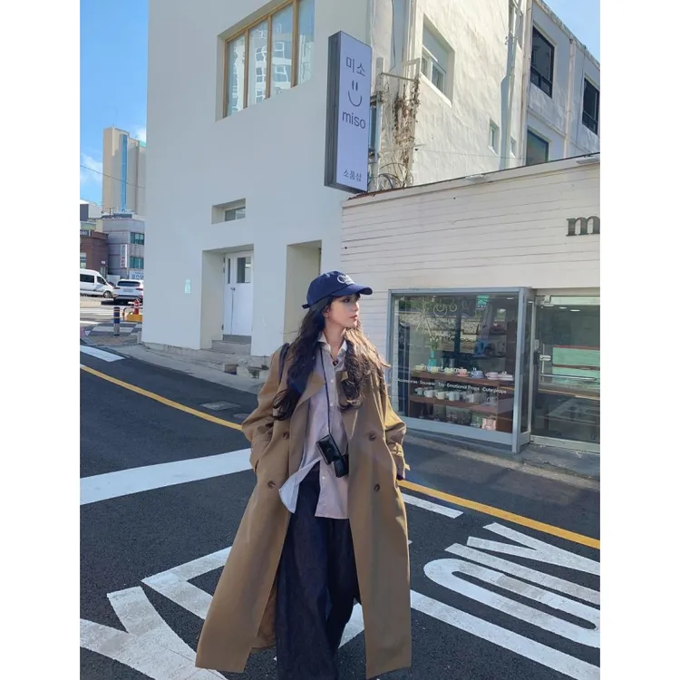 【爆款推荐】加长版风衣2025秋季新款风衣外套中长款休闲宽松大衣女