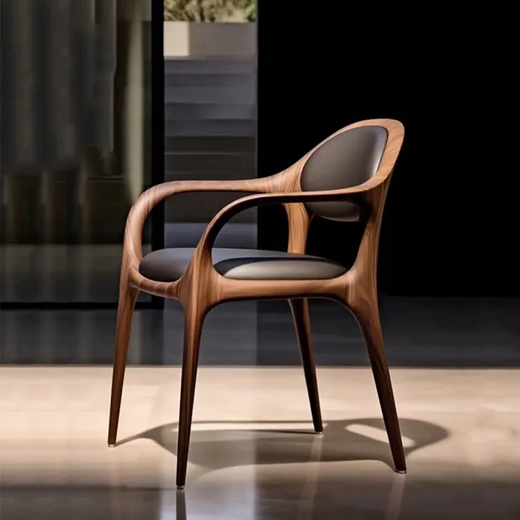新中式靠背椅现代休闲扶手椅商业办公洽谈椅子泡茶椅实木餐椅组合