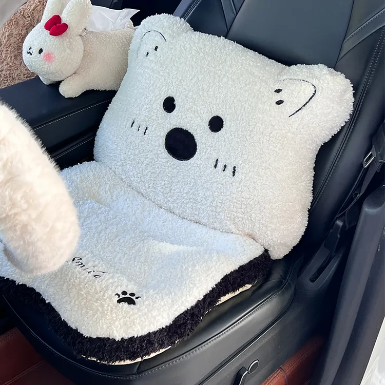 西高地可爱毛绒坐垫冬季车内女冬天车用加厚保暖靠背一体式座垫