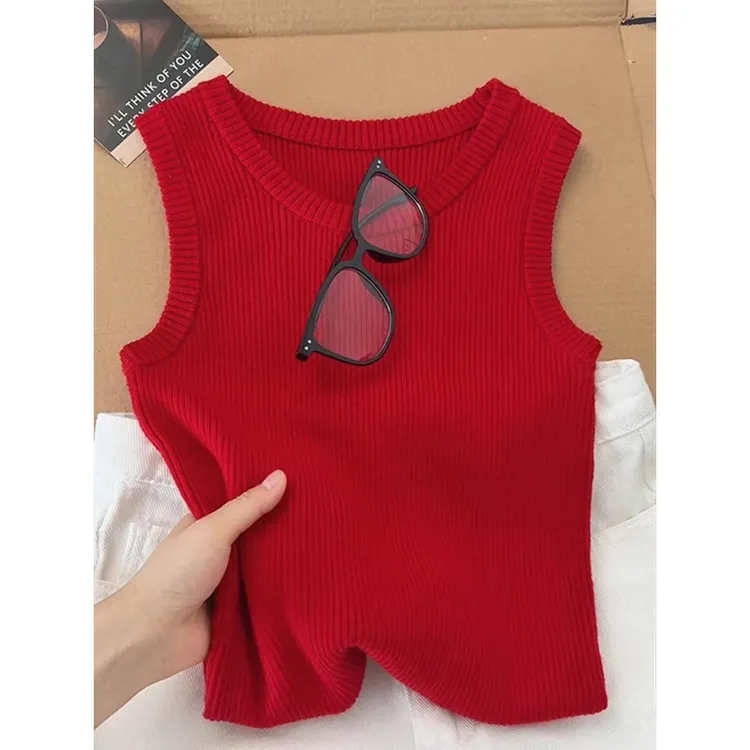 多巴胺吊带甜辣工字背心女夏季外穿美背遮副乳修身百搭无袖小上衣