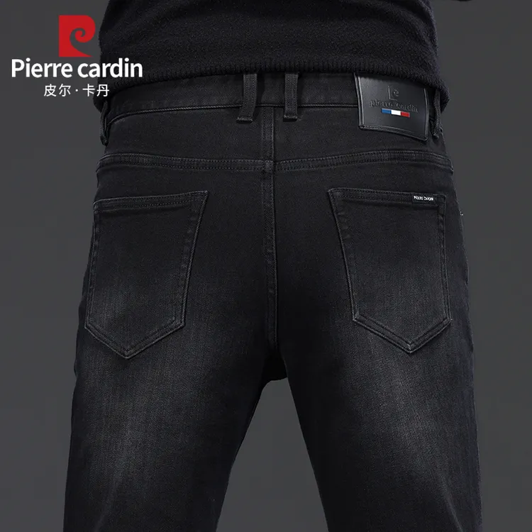 【冬季厚款】皮尔卡丹牛仔裤男士商务休闲修身弹力直筒长裤22554