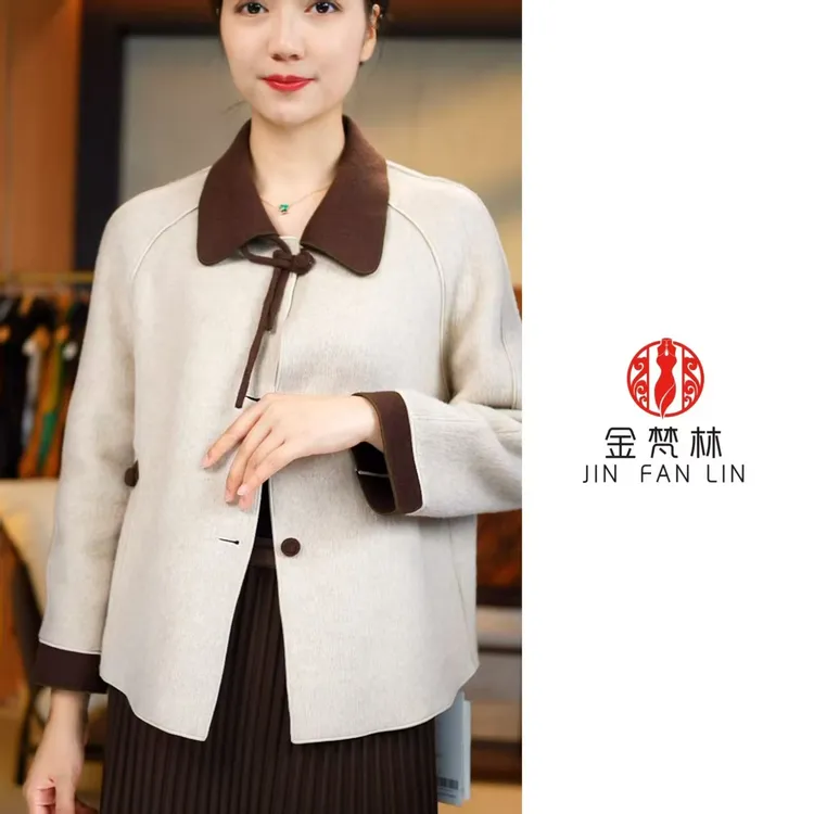 【赛王妃6816】秋季新款羊毛双面呢小香风高级短款外套翻领气质