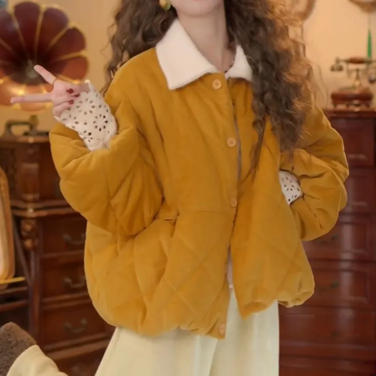 小个子设计感长袖保暖棉袄外套女冬季时尚洋气百搭显瘦棉衣棉服潮