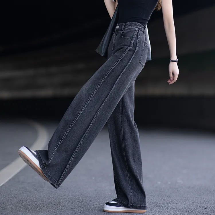 美式牛仔裤女2025新款秋冬裤子女款宽松显瘦直筒裤复古弯刀阔腿裤