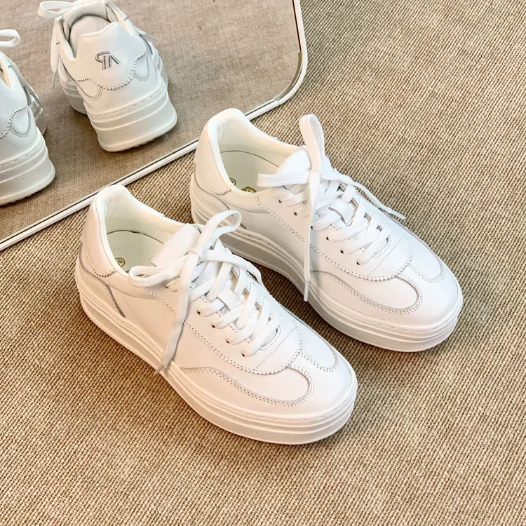 真皮小白鞋女款百搭厚底休闲板鞋
