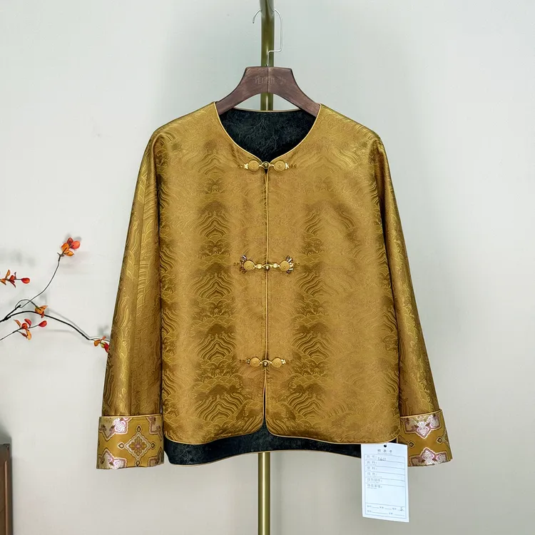 江崖海水纹宋锦双面穿 新中式国风女装F26022