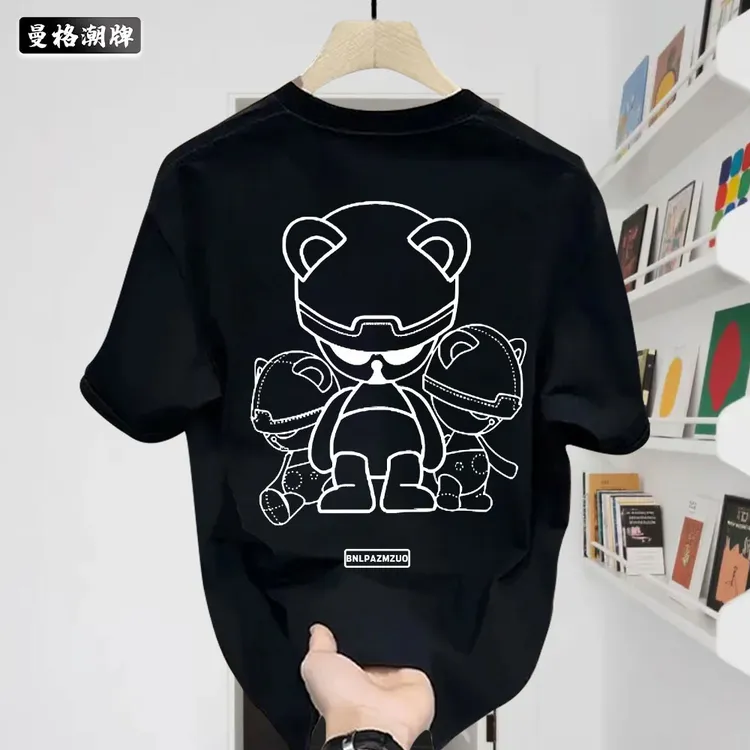 新款复古潮牌男女款高级设计感印花潮流男女款休闲简约宽松短袖