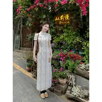凌茜【满庭芳】国风新中式素雅修身显高优雅领口蕾丝高级旗袍连衣裙