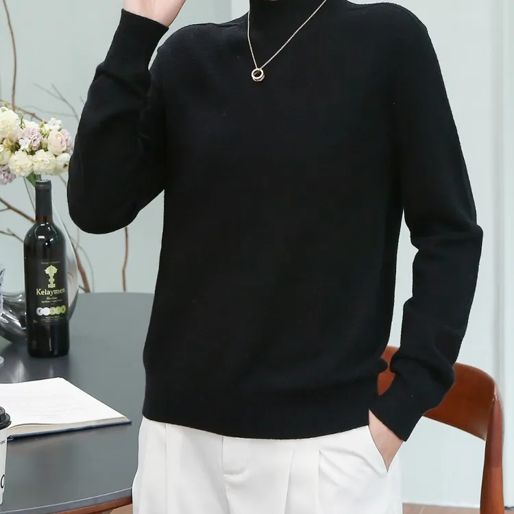 秋冬季女士圆领毛衣长袖加绒加厚纯色宽松含针织打底衫潮流