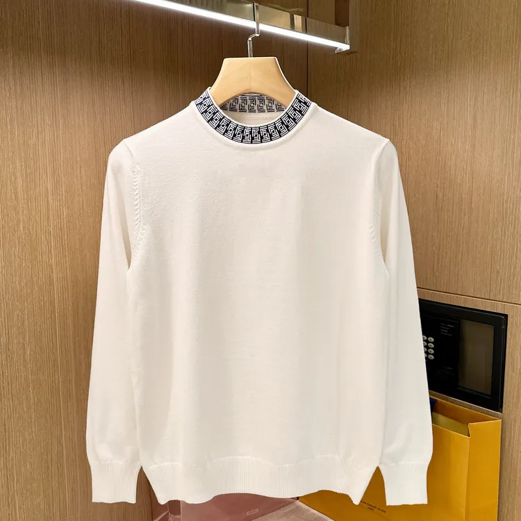欧美潮流衣服男修身针织衫秋冬新款轻奢复古拼接螺纹圆领毛衣男款