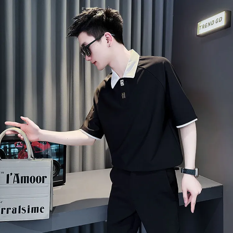 夏季男士潮流翻领短袖polo衫2025新款爆款半袖T恤上衣高级感男装