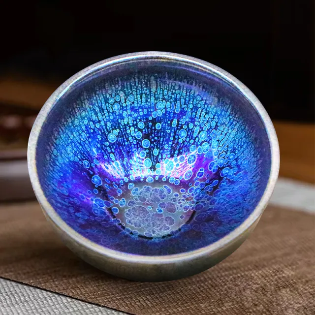 宋风居建盏茶杯名师杨飞手工七彩曜变高端茶具中式喝茶复古主人杯