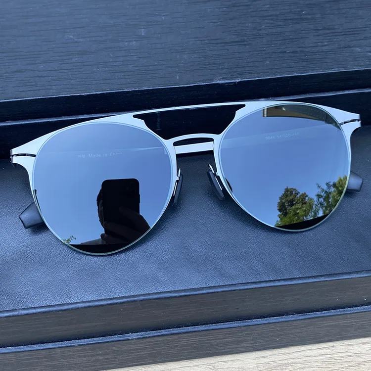 马登复古圆形偏光太阳镜男女时尚个性无螺丝墨镜高清防紫外线眼镜