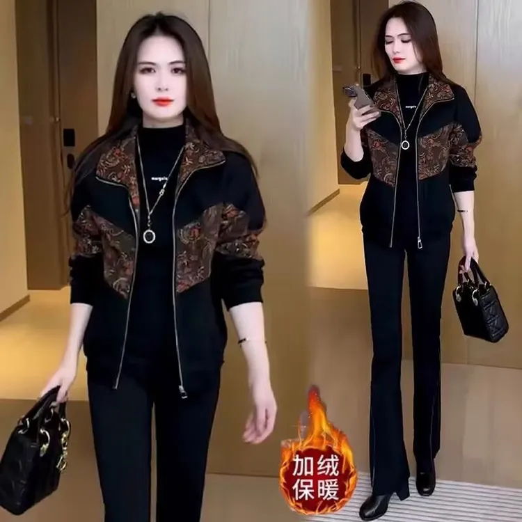 2025加绒秋冬季外套女新款百搭夹克杉女士休闲韩版时尚短款上衣女