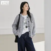 对白复古撞色钩花毛衣开衫女2025冬季新款绵羊毛慵懒宽松针织外套