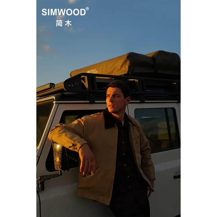 SIMWOOD/简木【宽松版】双股珠帆复古底特律夹克短款外套男SO130222