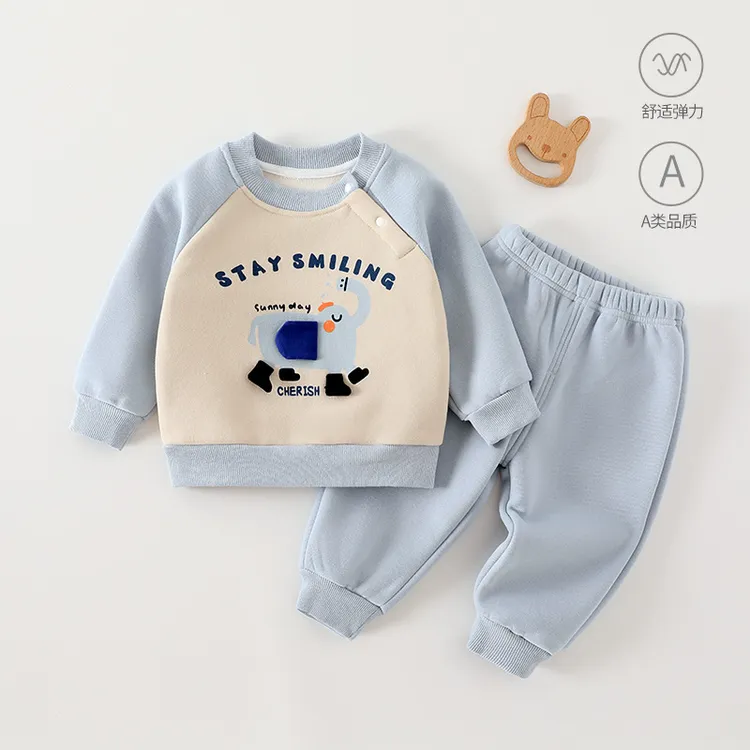 【主播专属】新生婴儿衣服秋冬卫衣套装休闲a类-宝宝薄棉衣无骨外出服春秋夹棉
