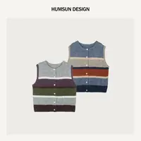 HUMSUN/禾木笙「撞色梦境」细支羊毛拼条蓬松绒感叠穿针织衫 5C966