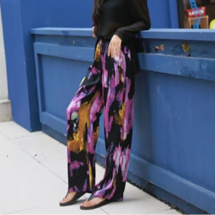 夏季垂感宽松高腰直筒阔腿女裤时尚百搭休闲裤子