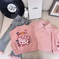 女童衬衫马甲三件套春装新款儿童装上衣卡通女孩衣服衬衣时髦宝宝