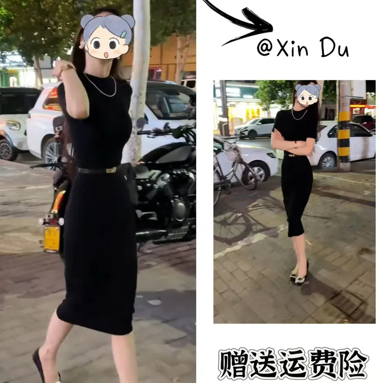 2025夏季新款时尚显瘦气质女士网红洋气连衣裙百搭款D22004